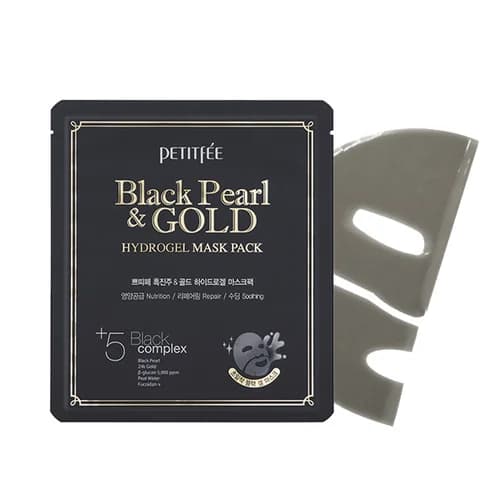 Гидрогелевая маска для лица с черным жемчугом | Petitfee Black Pearl & Gold Hydrogel Mask Pack 32 g - фото 2