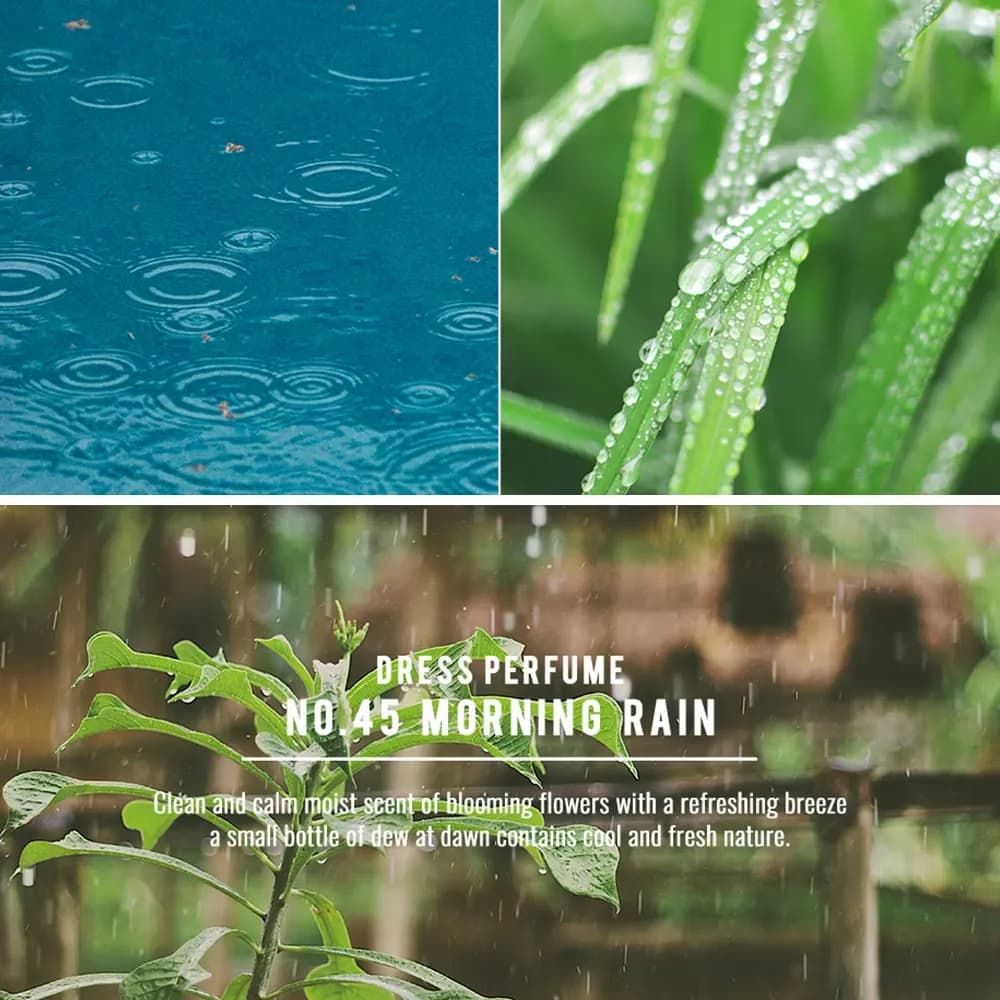 Парфюмированный спрей для одежды и дома | W.DRESSROOM Dress & Living Clear Perfume №45 Morning Rain 70 ml  - фото 3