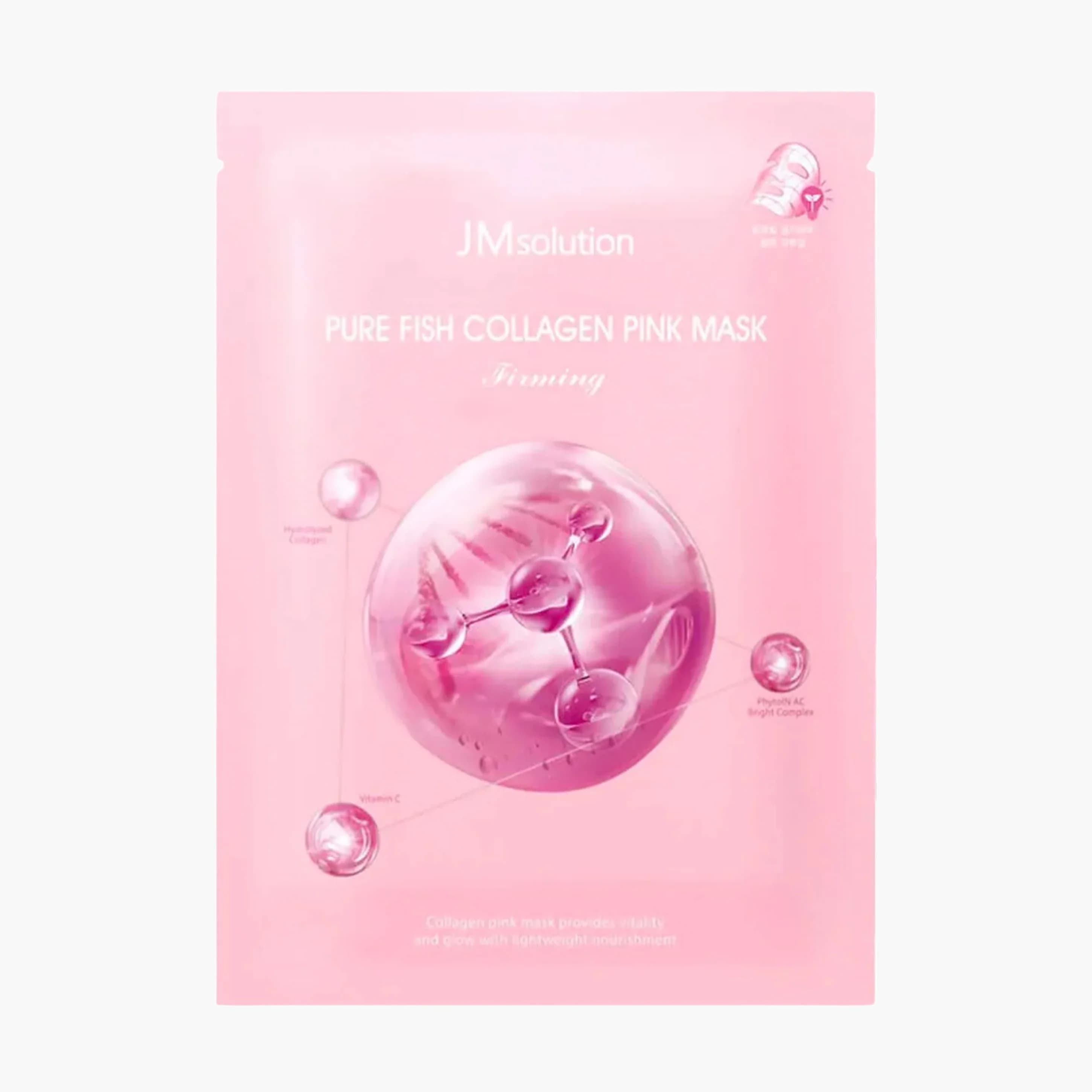 Маска тканевая увлажняющая с коллагеном для упругости кожи | JMsolution Pure Collagen Pink Mask Firming 30 ml