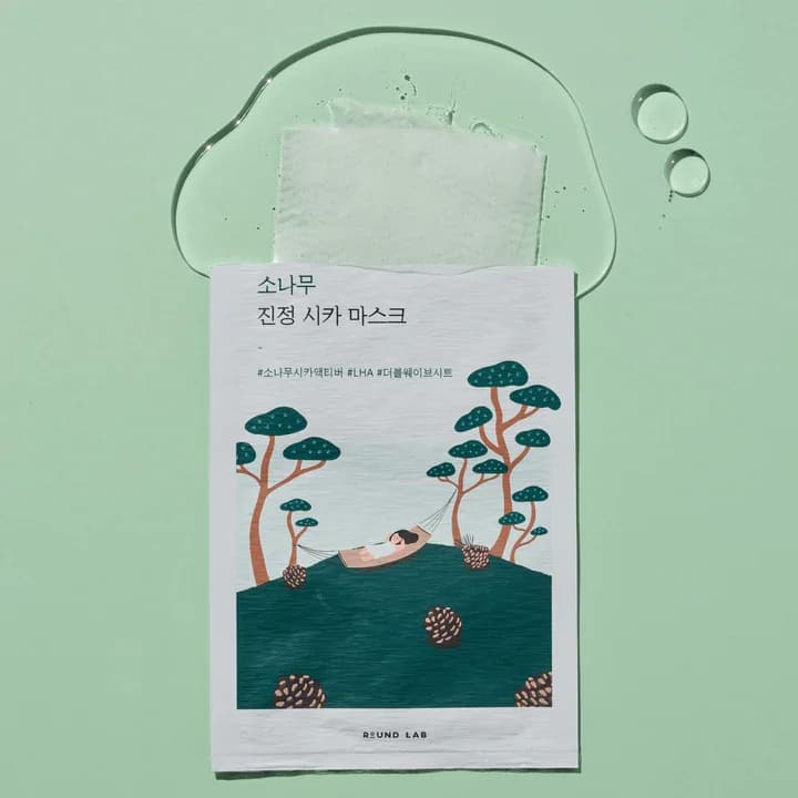 Маска успокаивающая с экстрактами сосны и центеллы | Round Lab Pine Calming Cica Mask Sheet 27 ml - фото 3