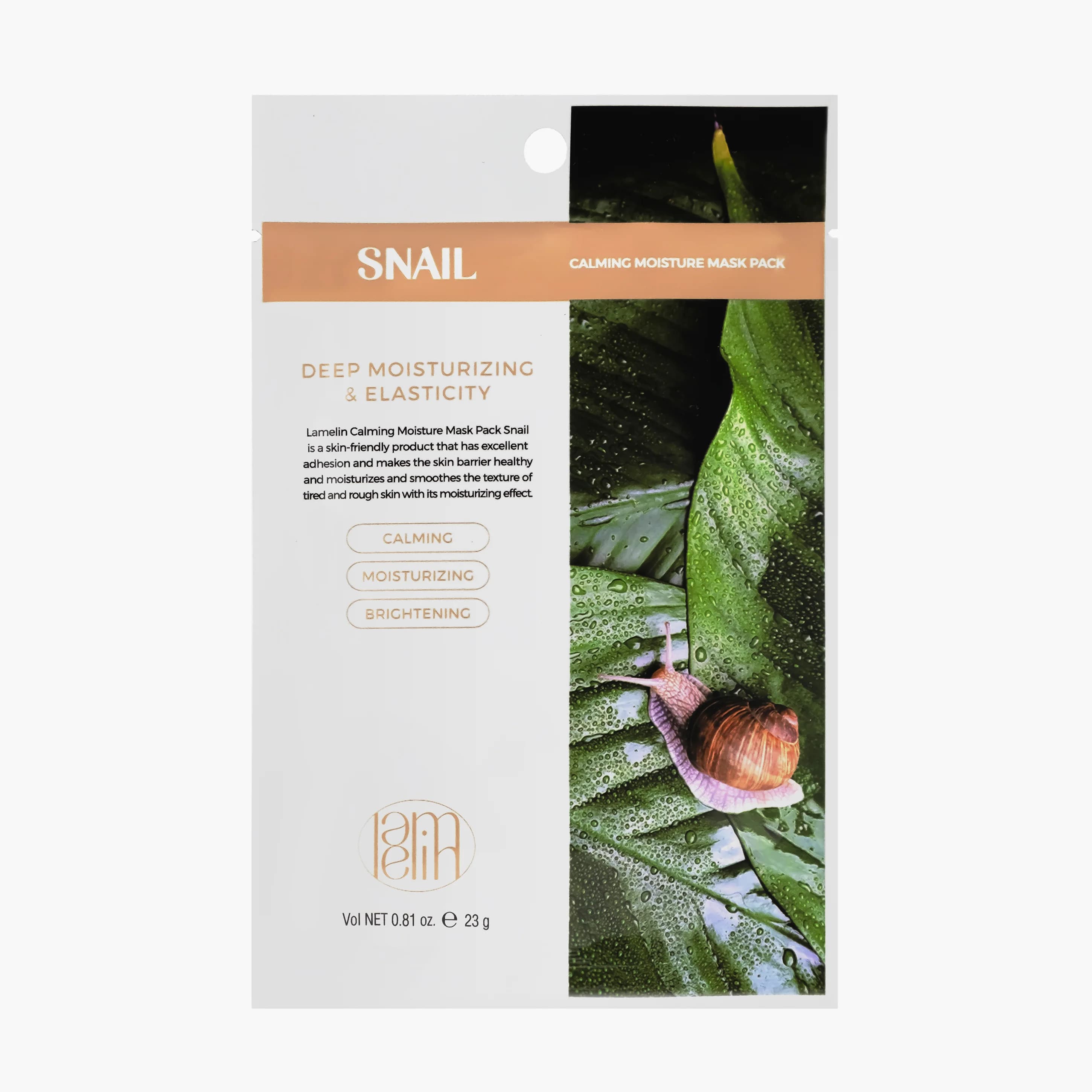 Маска для лица увлажняющая с муцином улитки | Lamelin Calming Moisture Mask Pack Snail 23 g