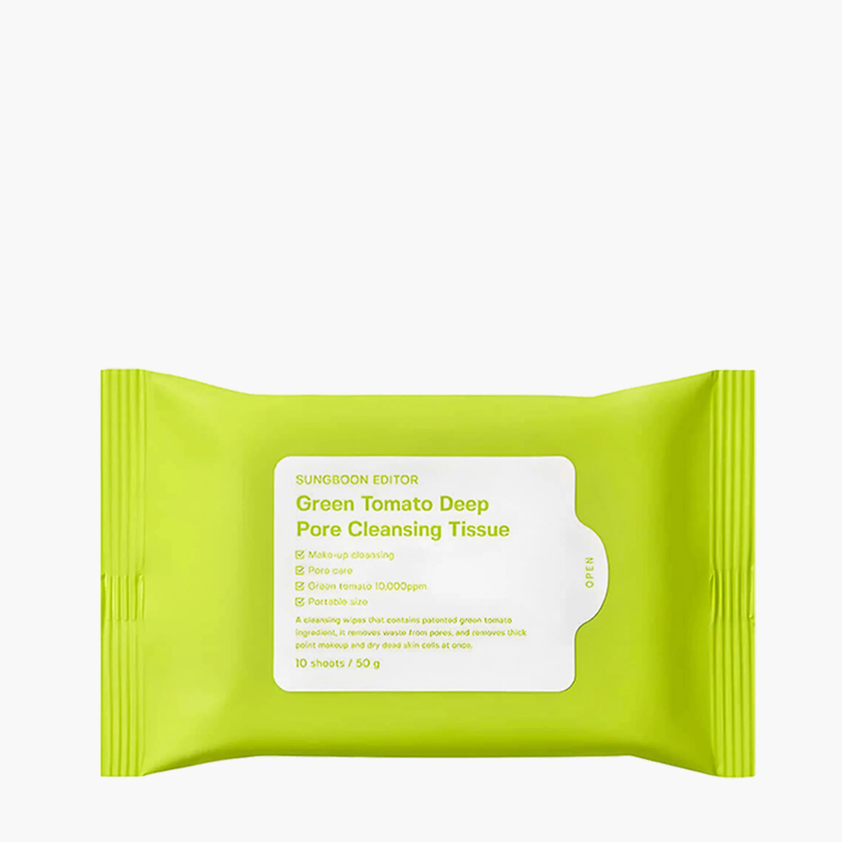 Салфетки очищающие для снятия макияжа | Sungboon Editor Green Tomato Deep Pore Cleansing Tissue 50g