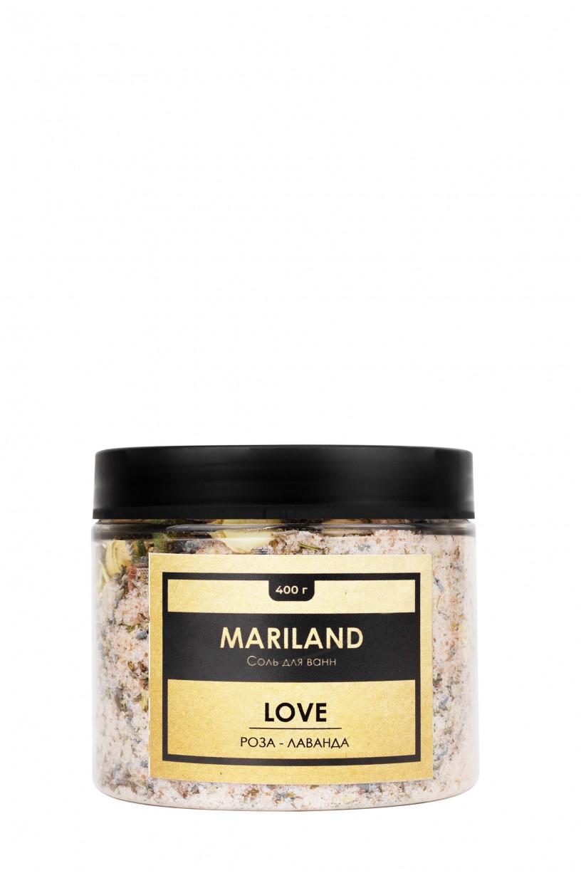 Расслабляющая соль для ванн с цветками лаванды и чайной розы | MARILAND  Love Sea Salt