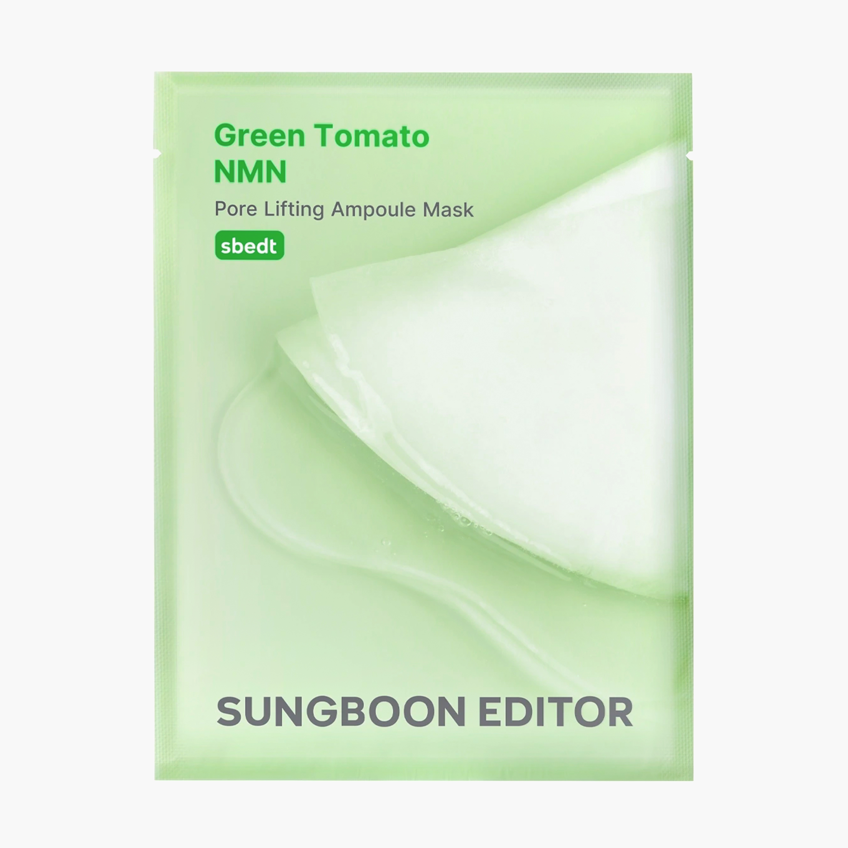 Маска тканевая для сужения пор | Sungboon Editor Green Tomato NMN Pore Lifting Ampoule Mask 23g