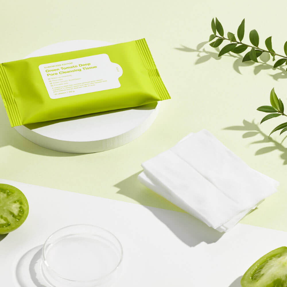Салфетки очищающие для снятия макияжа | Sungboon Editor Green Tomato Deep Pore Cleansing Tissue 50g
