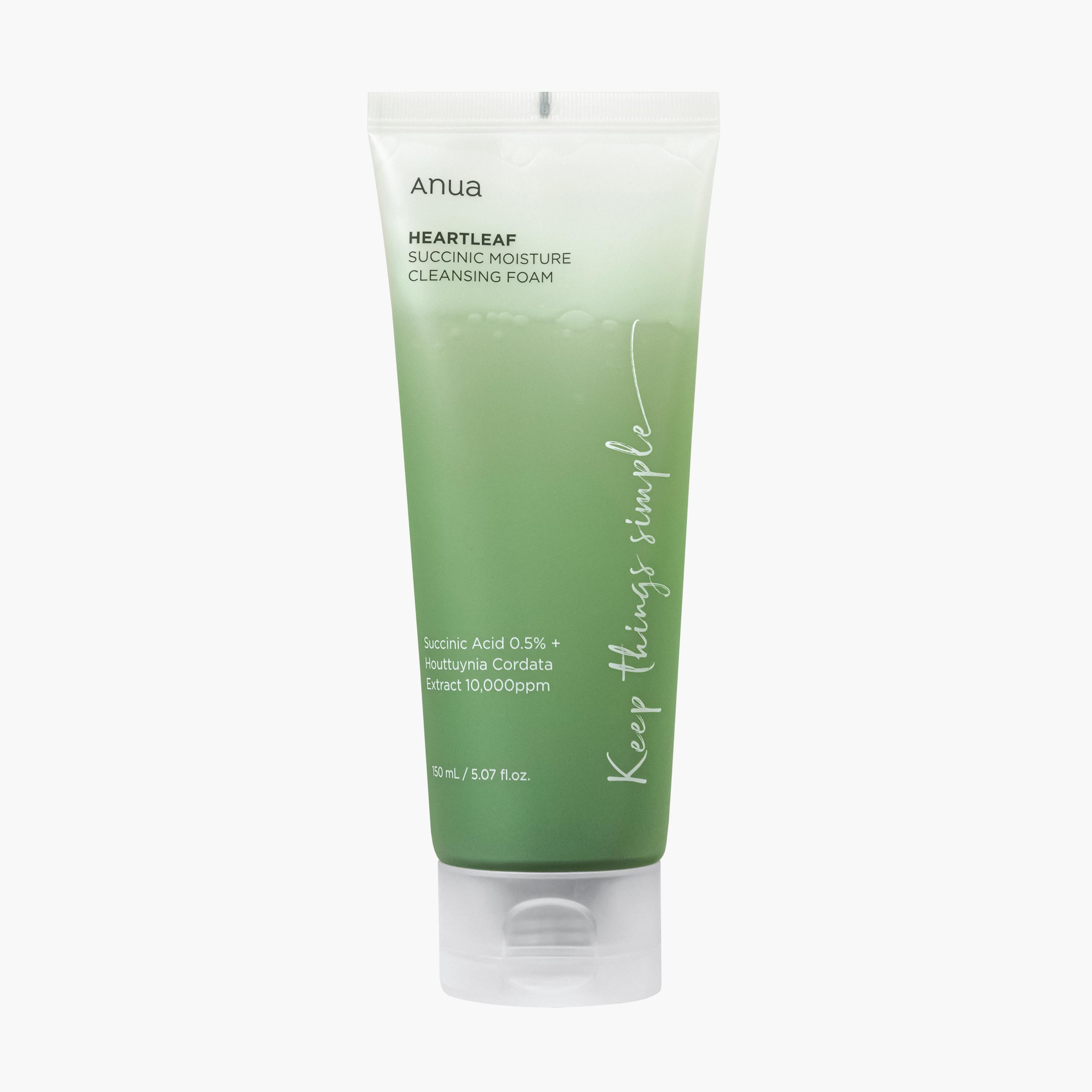 Гель-пенка для умывания с янтарной кислотой | ANUA Heartleaf Succinic Moisture Cleansing Foam 150 ml