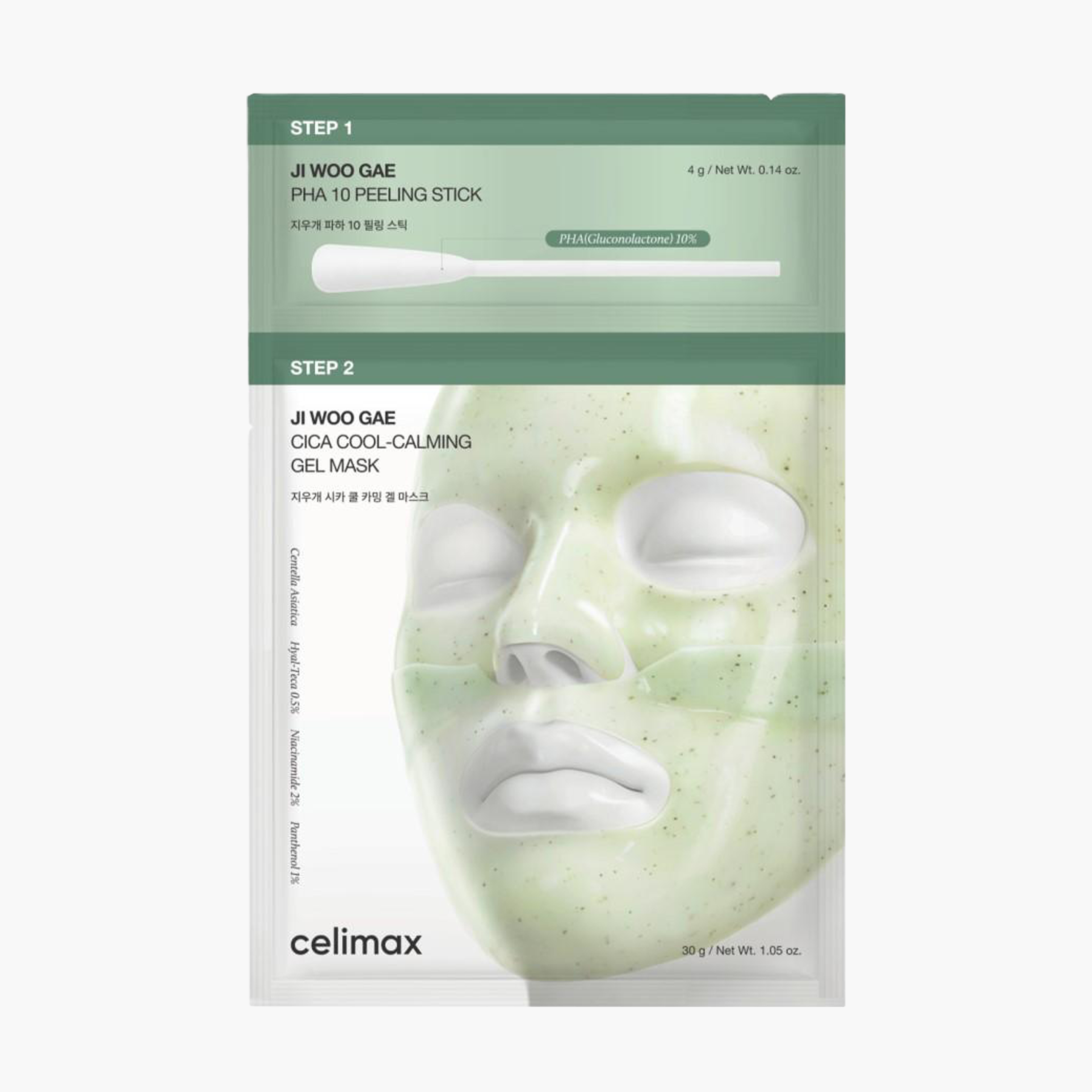 Маска двухступенчатая против воспалений | Celimax Ji Woo Gae Cica PHA 2-step Gel Mask (30g+4g)