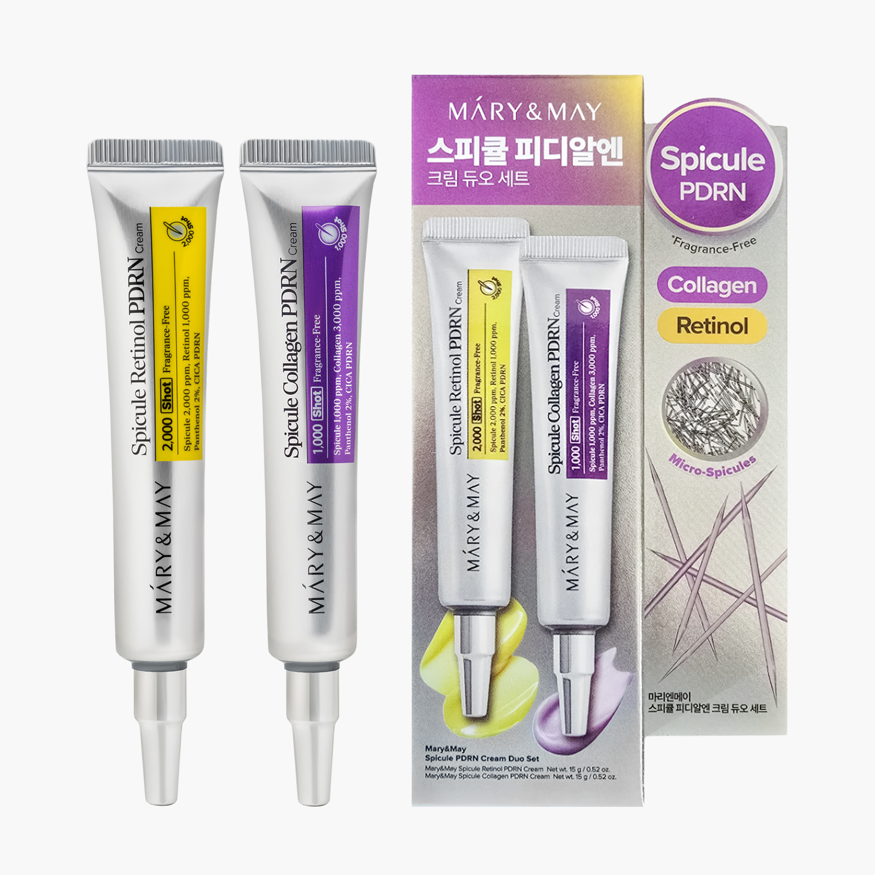 Набор кремов для лица с микро-спикулами и PDRN | Mary&May Spicule PDRN Cream Duo Set (15g x2)
