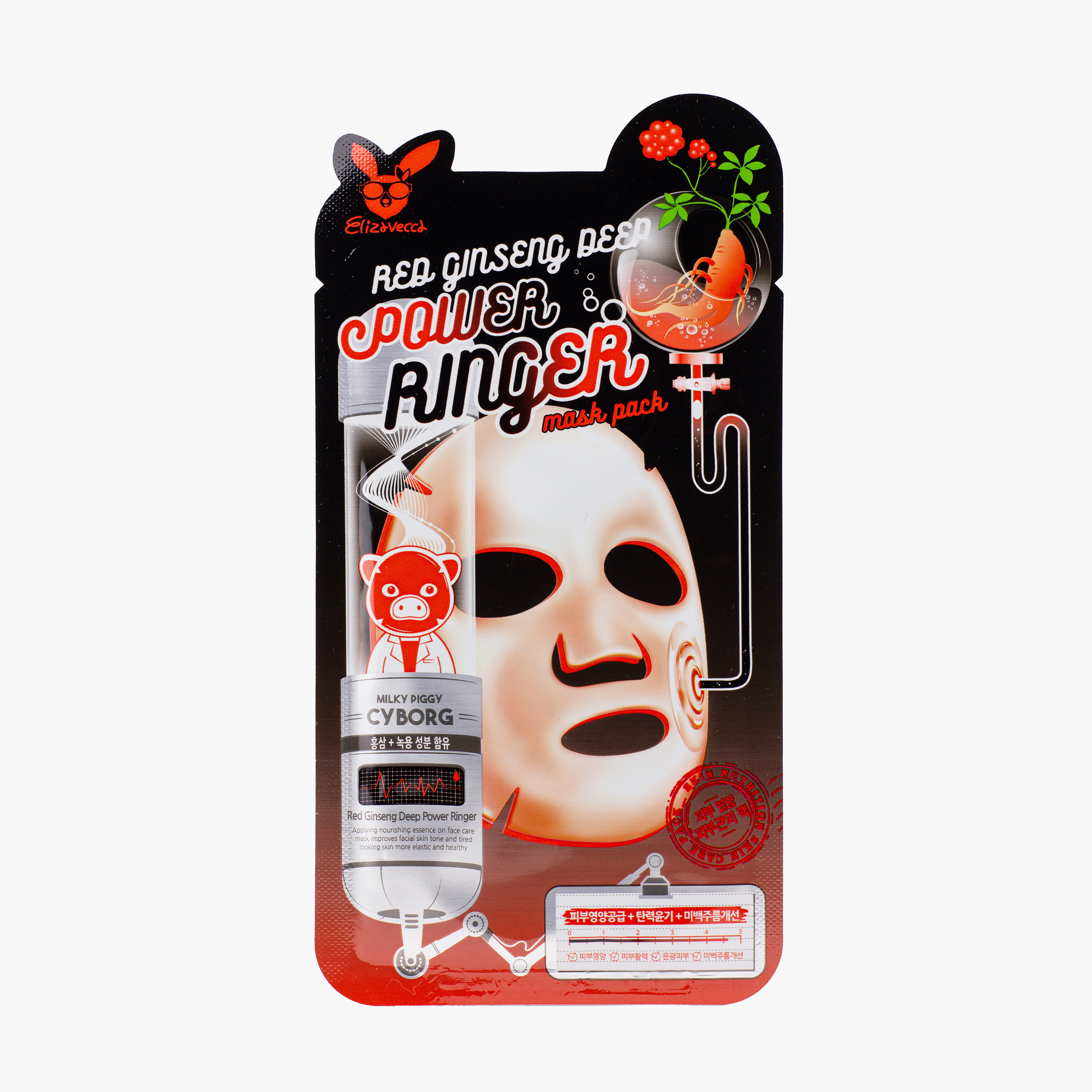 Маска тканевая с красным женьшенем | Elizavecca Red Ginseng Deep Power Ringer Mask Pack 23ml