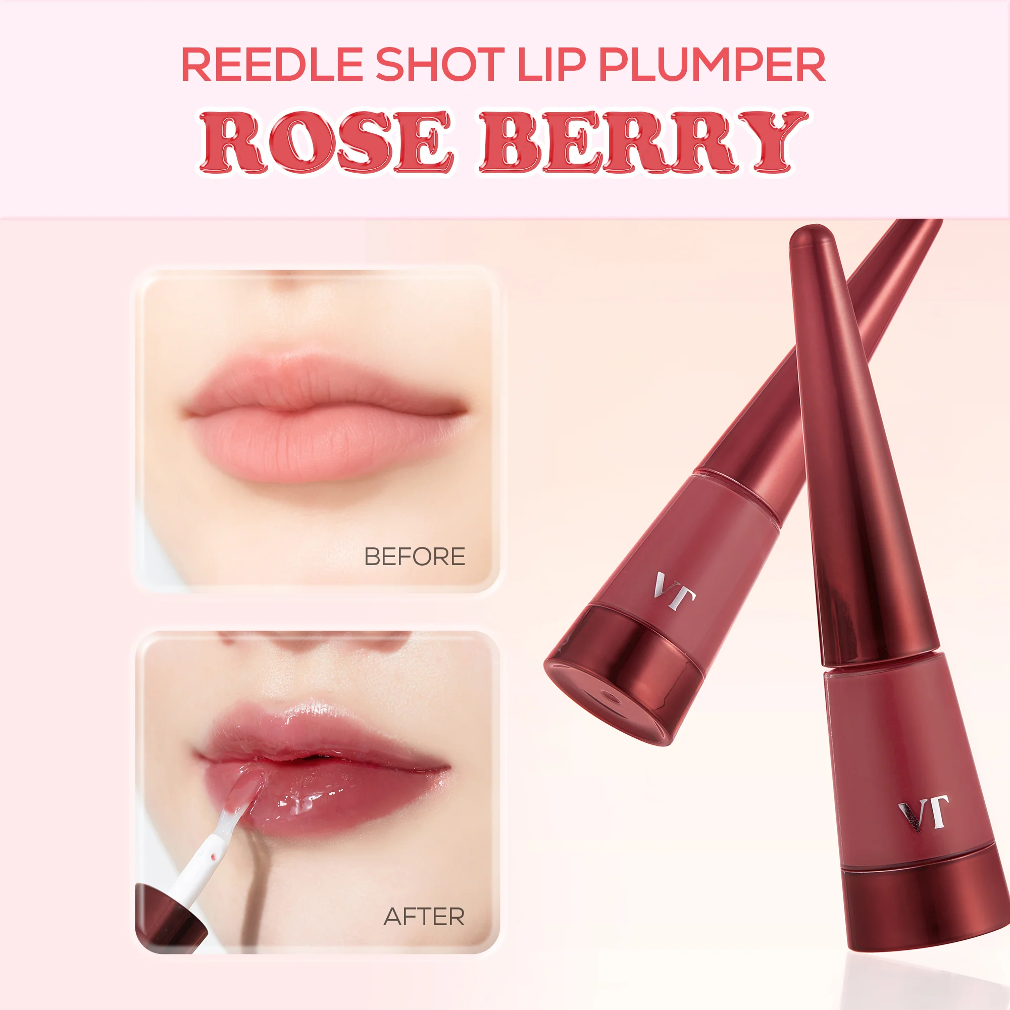 Плампер для губ оттеночный с микроиглами | VT Cosmetics Reedle Shot Lip Plumper Rose Berry 4,6g