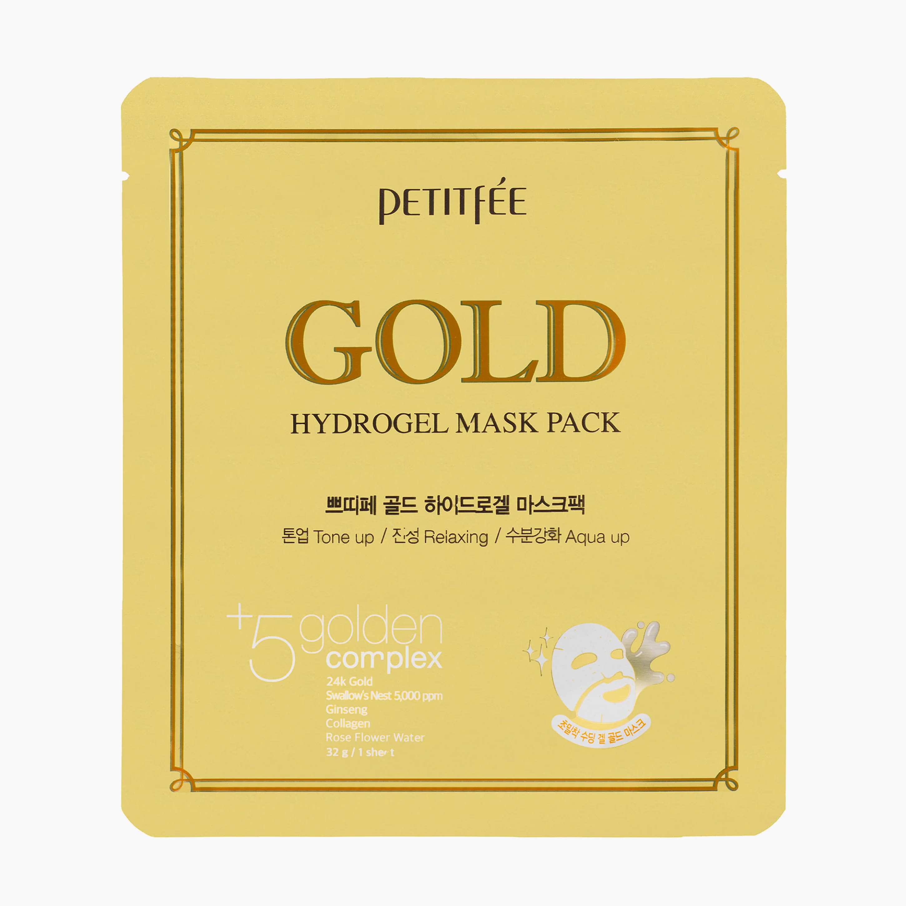 Маска гидрогелевая для лица с золотом | Petitfee Gold Hydrogel Mask 32g