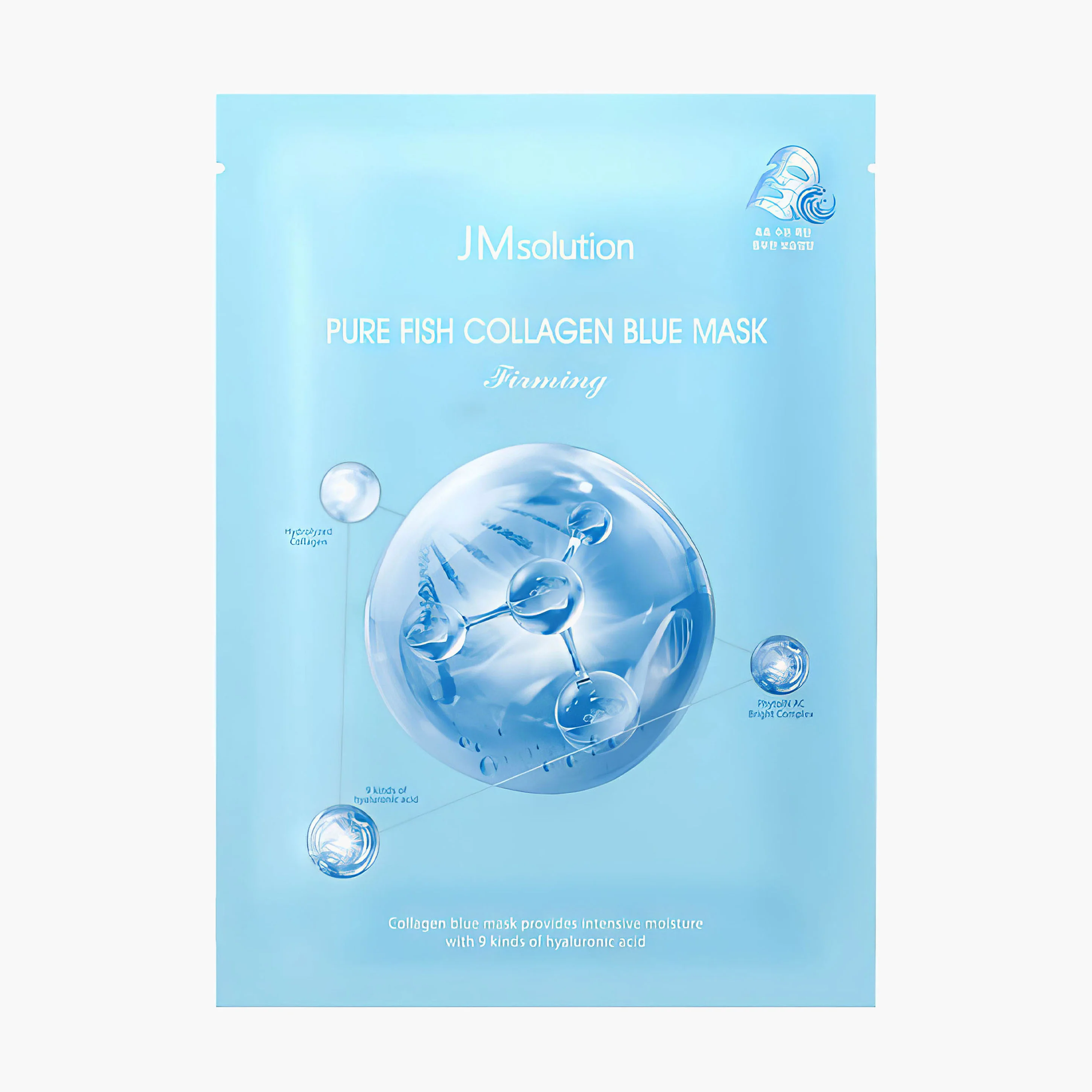 Маска успокаивающая тканевая с коллагеном против морщин | JMsolution Pure Fish Collagen Blue Mask 30