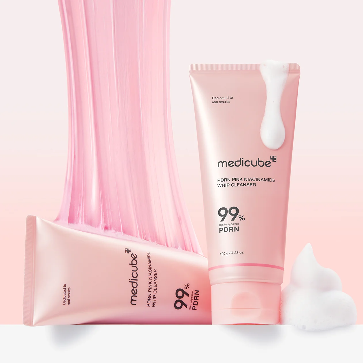 Пенка очищающая с ниацинамидом и PDRN | Medicube PDRN PINK NIACINEAMIDE WHIP CLEANSER 120g - фото 3